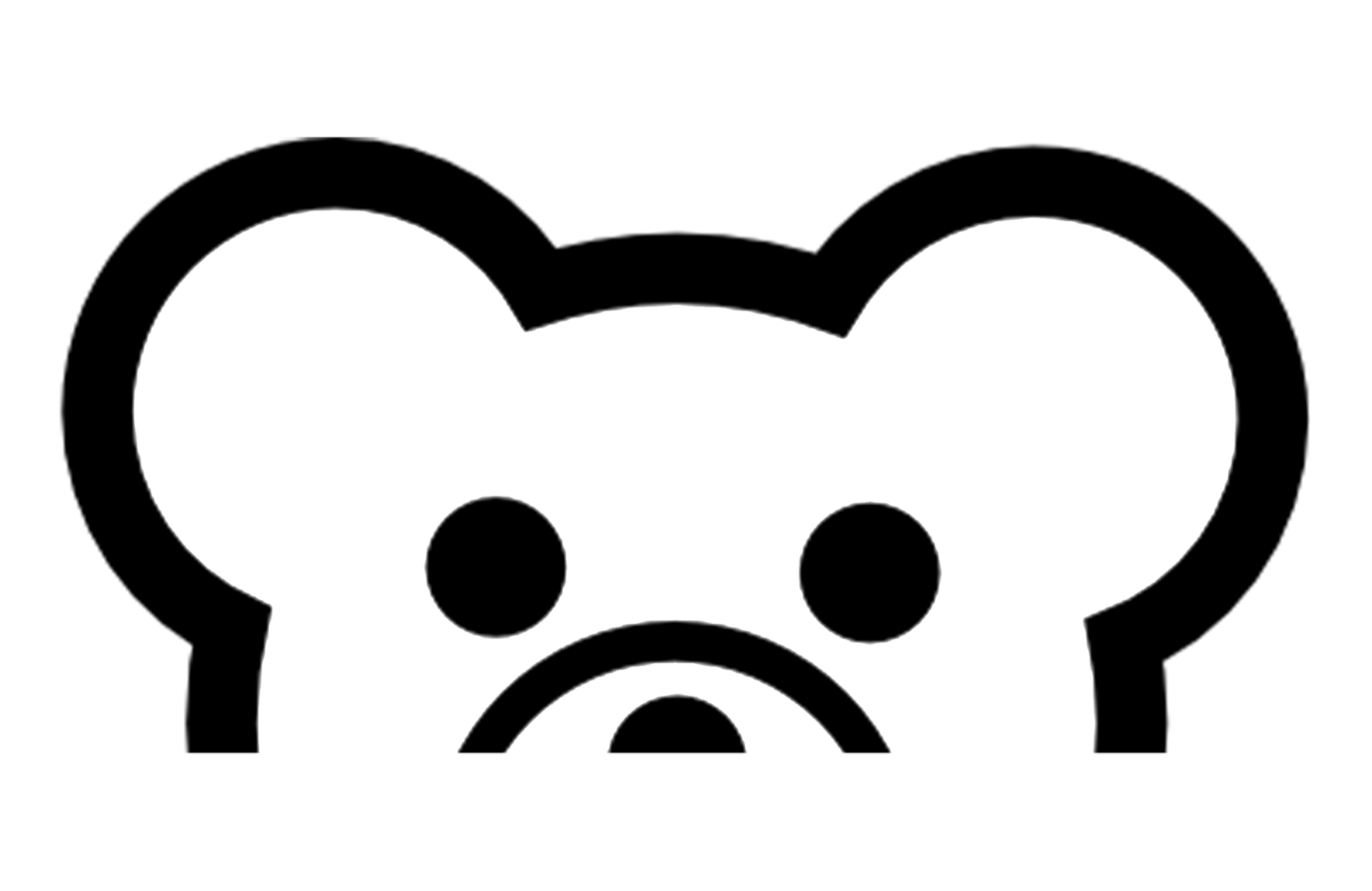 Black outline of a bear face on a white background